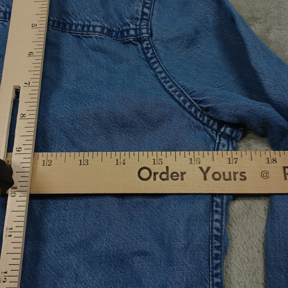 Southern Tide Top Womens XS Blue Button Up Denim Long Sleeve Casual Tencel - Picture 8 of 8